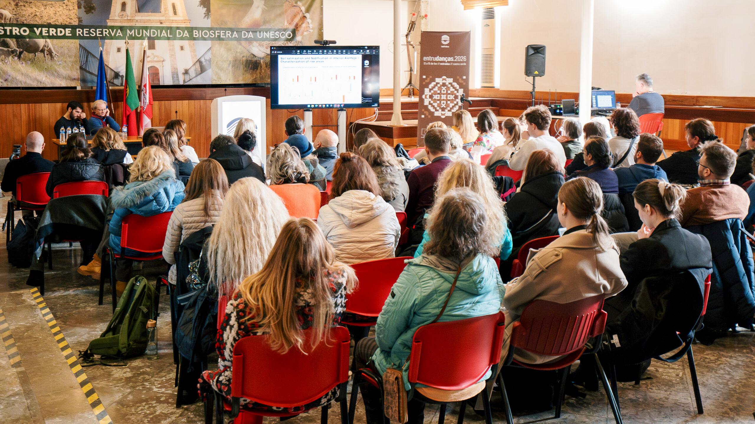 Group of people sitting during the 5th SoilTribes project meet - up held at Castro Verde, Portugal