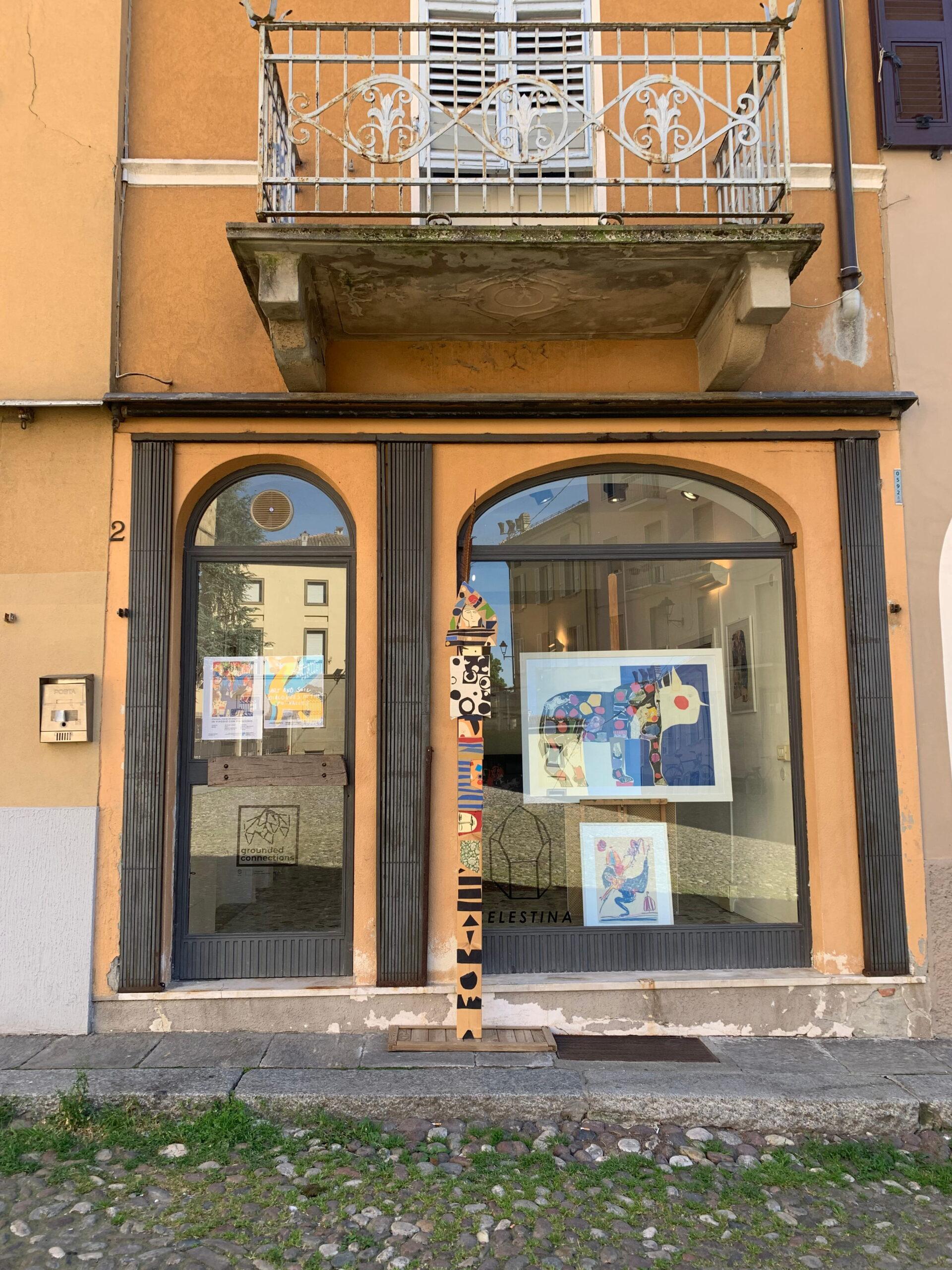 Celestina space in Fidenza with Grounded Connections Logo and activity