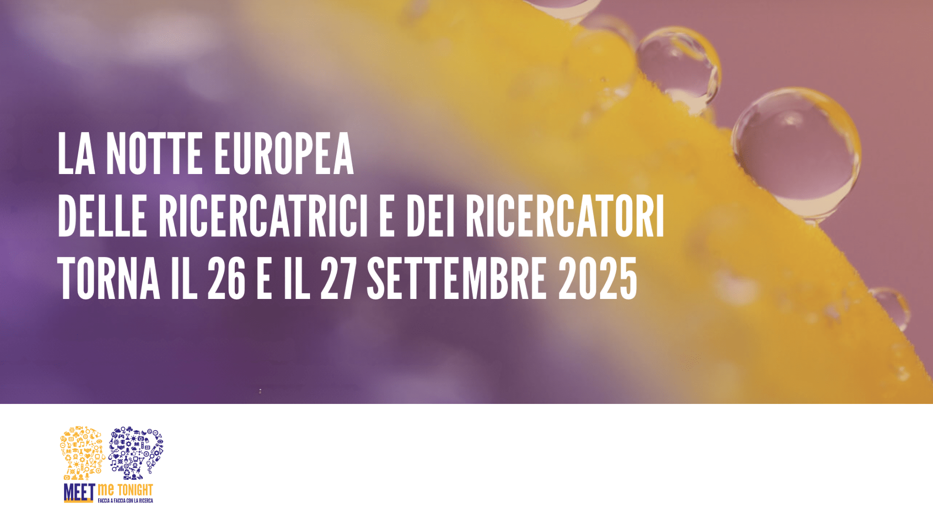 LA NOTTE EUROPEA DELLE RICERCATRICI E DEI RICERCATORI TORNA IL 26E IL 27 SETTEMBRE 2025 MEET me TONIGHT Logo