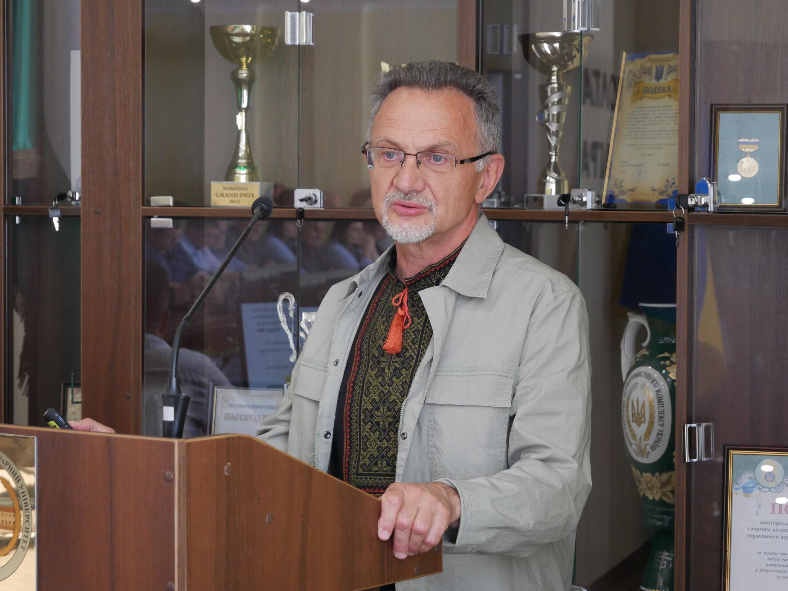 presentation by the project coordinator, Professor Yuriy Dmytruk, representative of NGO ‘Terra’, at the museum’s inauguration